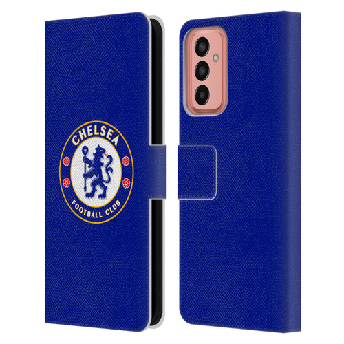 Chelsea Football Club Crest Plain Blue Leather Book Wallet Case Cover For Samsung Galaxy M13 (2022)
