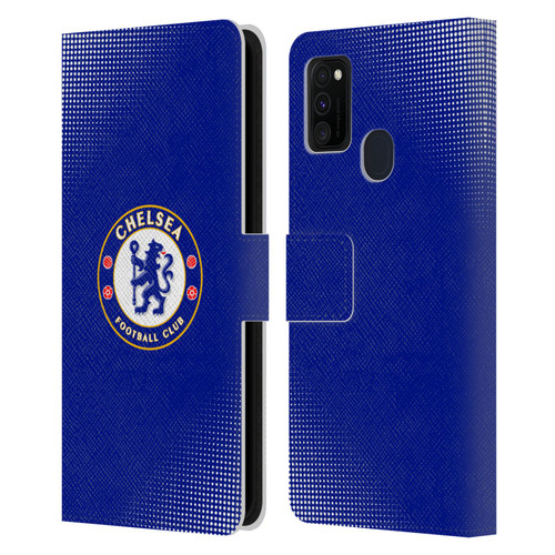 Chelsea Football Club Crest Halftone Leather Book Wallet Case Cover For Samsung Galaxy M30s (2019)/M21 (2020)
