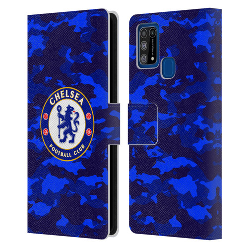 Chelsea Football Club Crest Camouflage Leather Book Wallet Case Cover For Samsung Galaxy M31 (2020)