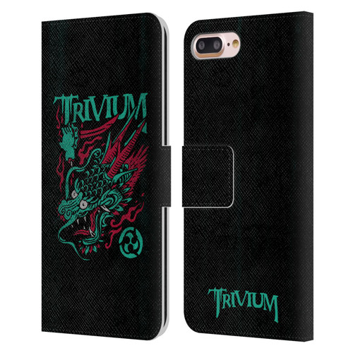 Trivium Graphics Screaming Dragon Leather Book Wallet Case Cover For Apple iPhone 7 Plus / iPhone 8 Plus