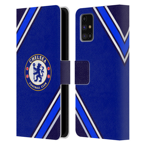 Chelsea Football Club Crest Stripes Leather Book Wallet Case Cover For Samsung Galaxy M31s (2020)