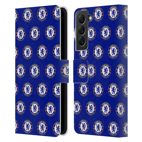 Chelsea Football Club Crest Pattern Leather Book Wallet Case Cover For Samsung Galaxy S22+ 5G