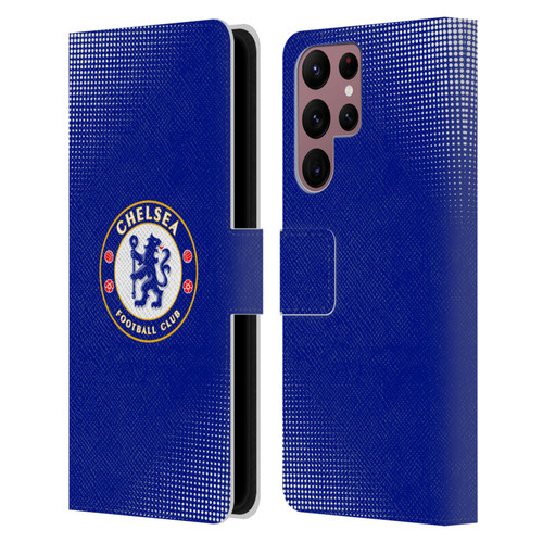 Chelsea Football Club Crest Halftone Leather Book Wallet Case Cover For Samsung Galaxy S22 Ultra 5G