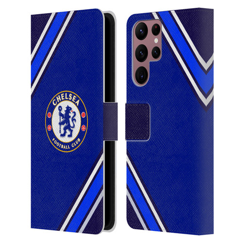 Chelsea Football Club Crest Stripes Leather Book Wallet Case Cover For Samsung Galaxy S22 Ultra 5G