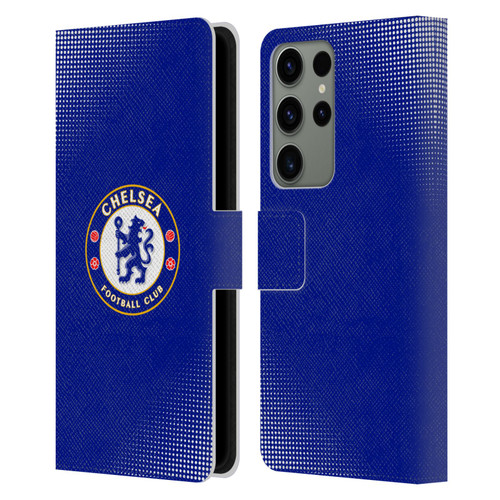 Chelsea Football Club Crest Halftone Leather Book Wallet Case Cover For Samsung Galaxy S23 Ultra 5G
