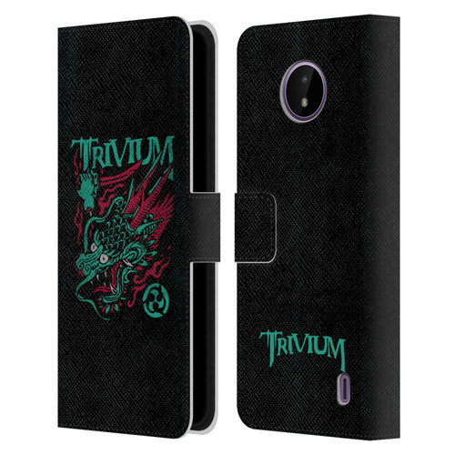 Trivium Graphics Screaming Dragon Leather Book Wallet Case Cover For Nokia C10 / C20