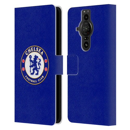 Chelsea Football Club Crest Plain Blue Leather Book Wallet Case Cover For Sony Xperia Pro-I