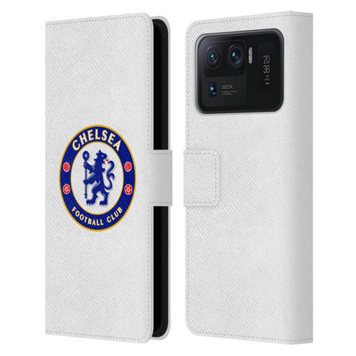 Chelsea Football Club Crest Plain White Leather Book Wallet Case Cover For Xiaomi Mi 11 Ultra