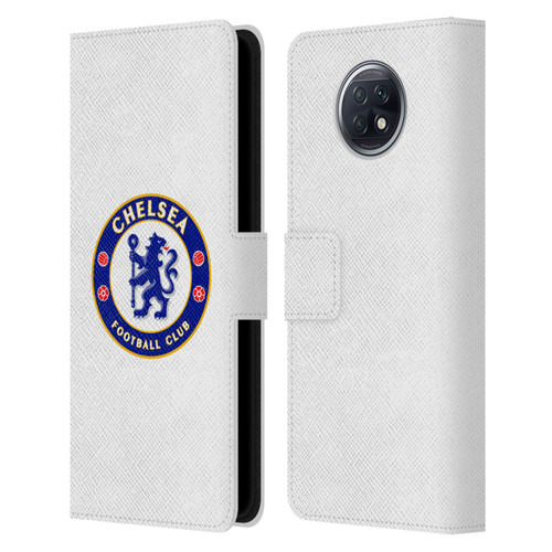 Chelsea Football Club Crest Plain White Leather Book Wallet Case Cover For Xiaomi Redmi Note 9T 5G