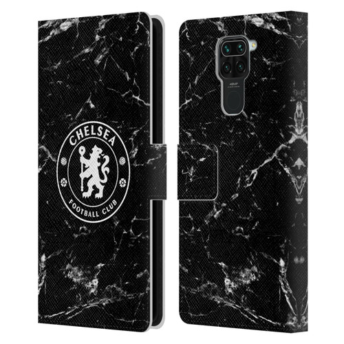 Chelsea Football Club Crest Black Marble Leather Book Wallet Case Cover For Xiaomi Redmi Note 9 / Redmi 10X 4G