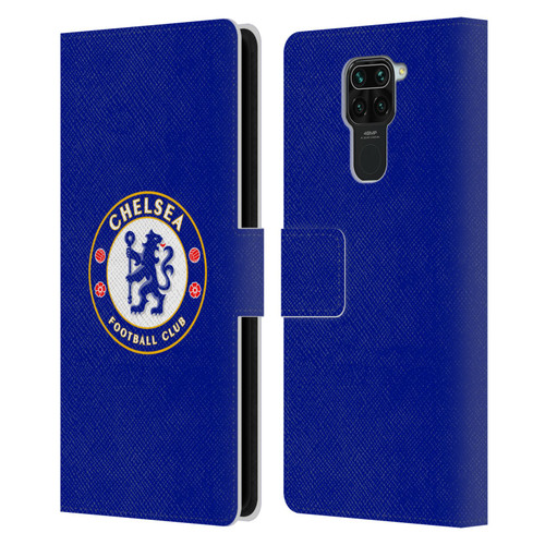 Chelsea Football Club Crest Plain Blue Leather Book Wallet Case Cover For Xiaomi Redmi Note 9 / Redmi 10X 4G