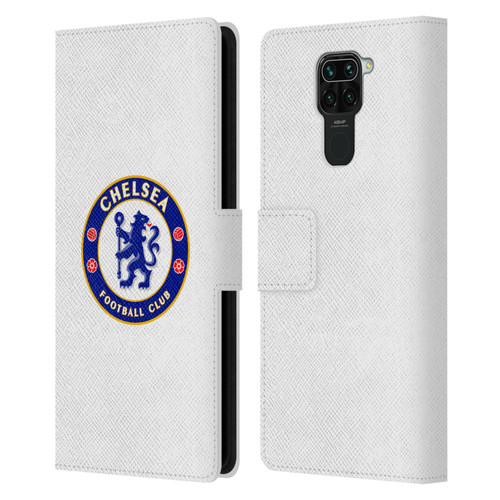Chelsea Football Club Crest Plain White Leather Book Wallet Case Cover For Xiaomi Redmi Note 9 / Redmi 10X 4G