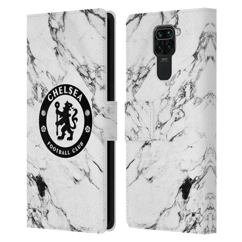 Chelsea Football Club Crest White Marble Leather Book Wallet Case Cover For Xiaomi Redmi Note 9 / Redmi 10X 4G