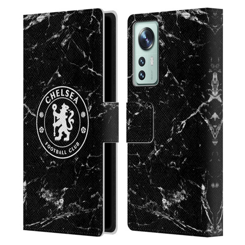 Chelsea Football Club Crest Black Marble Leather Book Wallet Case Cover For Xiaomi 12