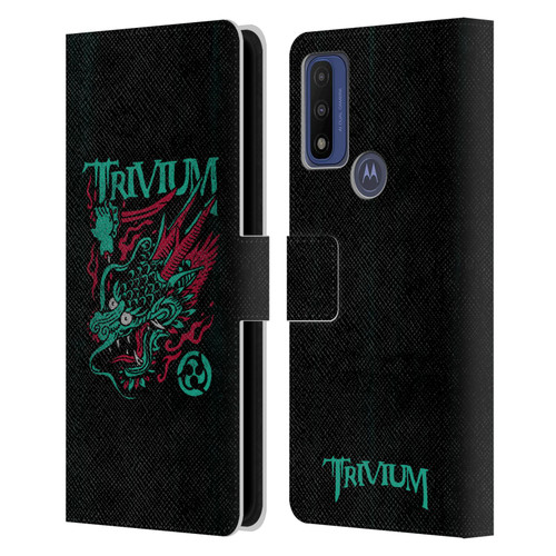Trivium Graphics Screaming Dragon Leather Book Wallet Case Cover For Motorola G Pure
