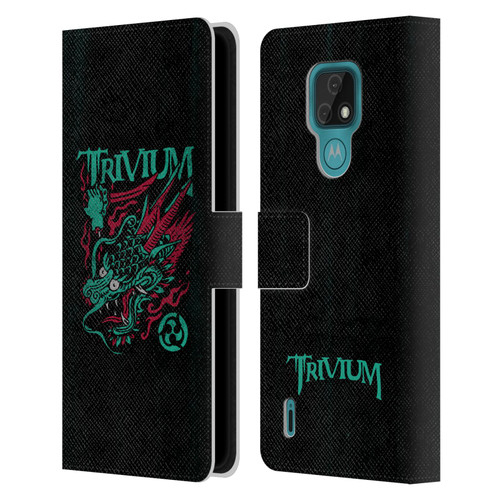 Trivium Graphics Screaming Dragon Leather Book Wallet Case Cover For Motorola Moto E7