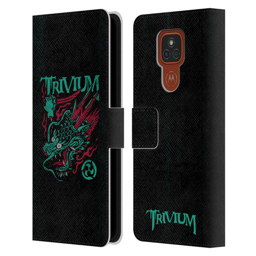 Trivium Graphics Screaming Dragon Leather Book Wallet Case Cover For Motorola Moto E7 Plus