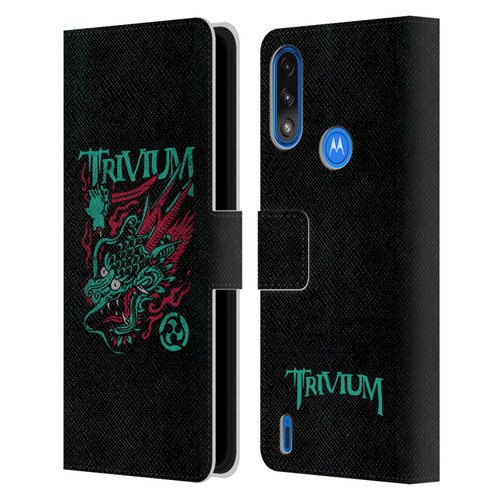Trivium Graphics Screaming Dragon Leather Book Wallet Case Cover For Motorola Moto E7 Power / Moto E7i Power