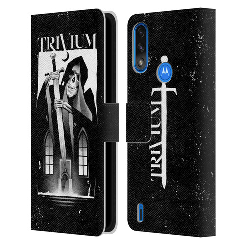 Trivium Graphics Skeleton Sword Leather Book Wallet Case Cover For Motorola Moto E7 Power / Moto E7i Power