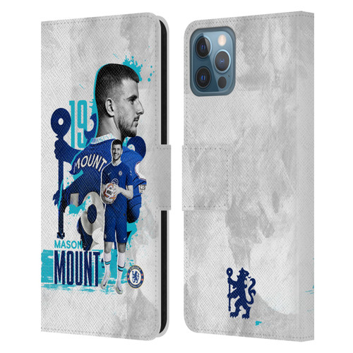 Chelsea Football Club 2022/23 First Team Mason Mount Leather Book Wallet Case Cover For Apple iPhone 12 / iPhone 12 Pro