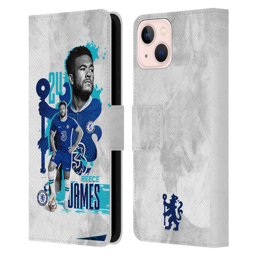 Chelsea Football Club 2022/23 First Team Reece James Leather Book Wallet Case Cover For Apple iPhone 13