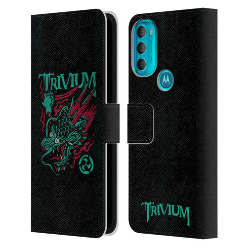 Trivium Graphics Screaming Dragon Leather Book Wallet Case Cover For Motorola Moto G71 5G