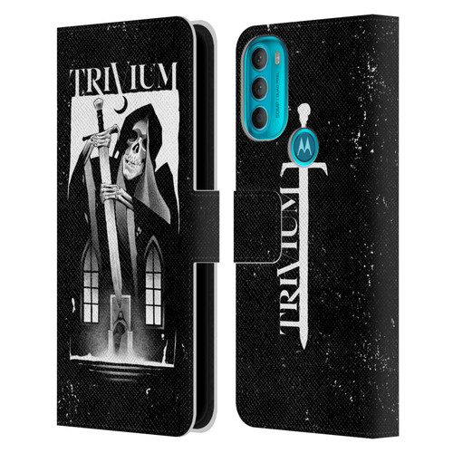 Trivium Graphics Skeleton Sword Leather Book Wallet Case Cover For Motorola Moto G71 5G