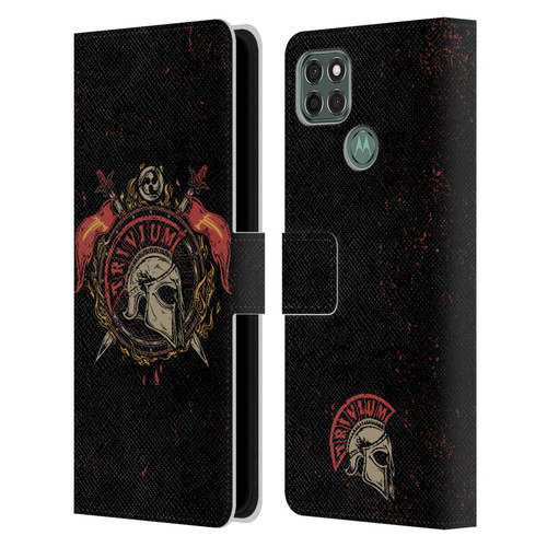 Trivium Graphics Knight Helmet Leather Book Wallet Case Cover For Motorola Moto G9 Power