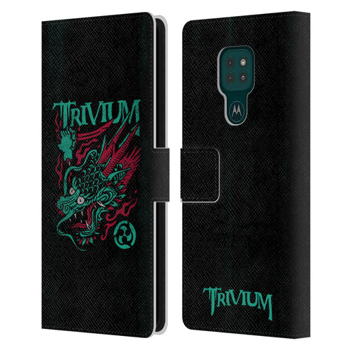 Trivium Graphics Screaming Dragon Leather Book Wallet Case Cover For Motorola Moto G9 Play