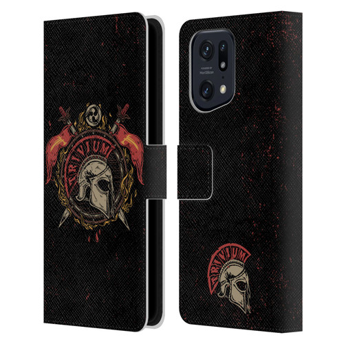 Trivium Graphics Knight Helmet Leather Book Wallet Case Cover For OPPO Find X5 Pro