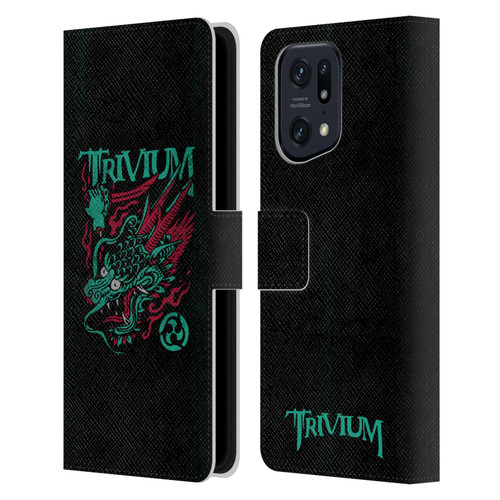Trivium Graphics Screaming Dragon Leather Book Wallet Case Cover For OPPO Find X5 Pro