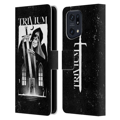 Trivium Graphics Skeleton Sword Leather Book Wallet Case Cover For OPPO Find X5 Pro