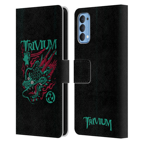 Trivium Graphics Screaming Dragon Leather Book Wallet Case Cover For OPPO Reno 4 5G