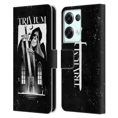 Trivium Graphics Skeleton Sword Leather Book Wallet Case Cover For OPPO Reno8 Pro