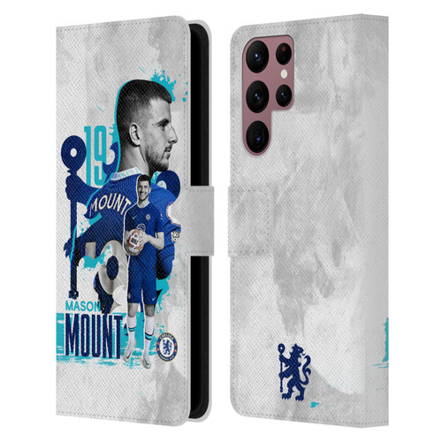 Chelsea Football Club 2022/23 First Team Mason Mount Leather Book Wallet Case Cover For Samsung Galaxy S22 Ultra 5G