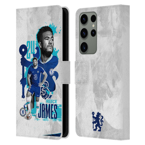 Chelsea Football Club 2022/23 First Team Reece James Leather Book Wallet Case Cover For Samsung Galaxy S23 Ultra 5G