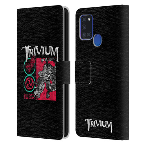 Trivium Graphics Deadmen And Dragons Date Leather Book Wallet Case Cover For Samsung Galaxy A21s (2020)