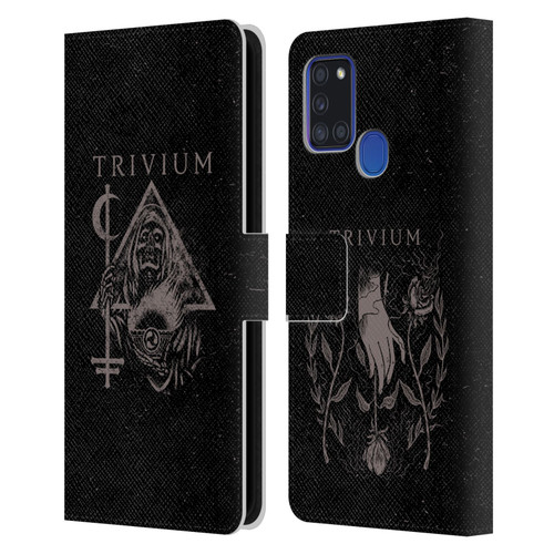 Trivium Graphics Reaper Triangle Leather Book Wallet Case Cover For Samsung Galaxy A21s (2020)