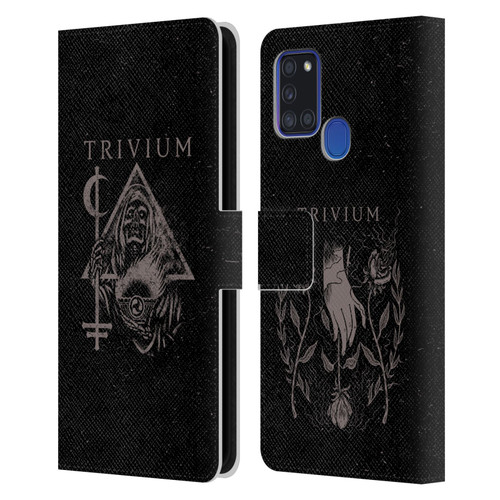 Trivium Graphics Reaper Triangle Leather Book Wallet Case Cover For Samsung Galaxy A21s (2020)