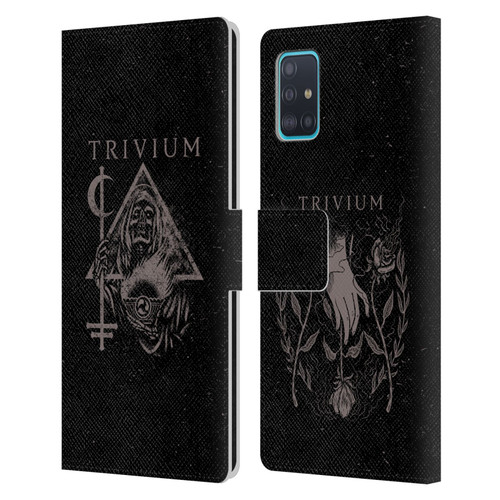 Trivium Graphics Reaper Triangle Leather Book Wallet Case Cover For Samsung Galaxy A51 (2019)