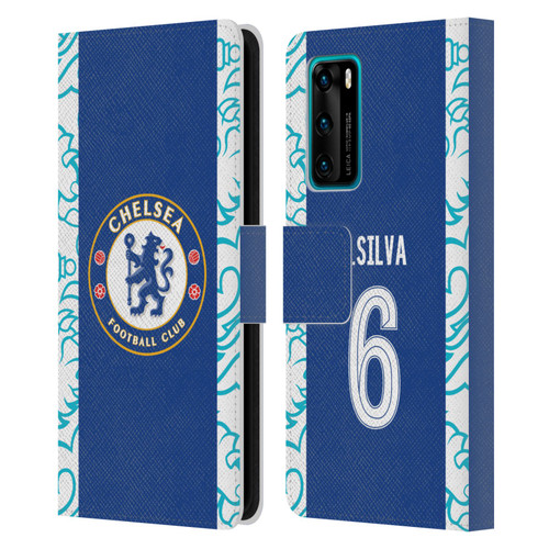 Chelsea Football Club 2022/23 Players Home Kit Thiago Silva Leather Book Wallet Case Cover For Huawei P40 5G