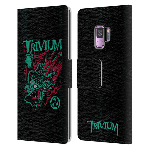 Trivium Graphics Screaming Dragon Leather Book Wallet Case Cover For Samsung Galaxy S9