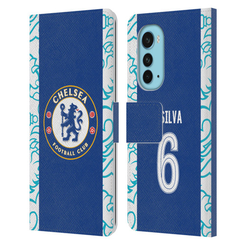 Chelsea Football Club 2022/23 Players Home Kit Thiago Silva Leather Book Wallet Case Cover For Motorola Edge (2022)