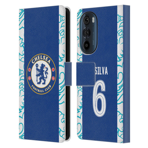 Chelsea Football Club 2022/23 Players Home Kit Thiago Silva Leather Book Wallet Case Cover For Motorola Edge 30