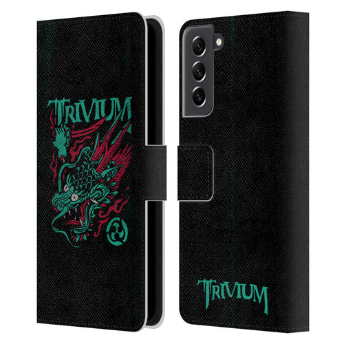 Trivium Graphics Screaming Dragon Leather Book Wallet Case Cover For Samsung Galaxy S21 FE 5G
