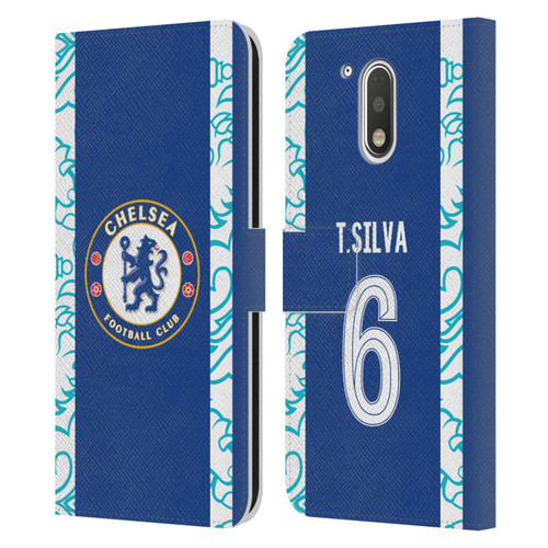 Chelsea Football Club 2022/23 Players Home Kit Thiago Silva Leather Book Wallet Case Cover For Motorola Moto G41