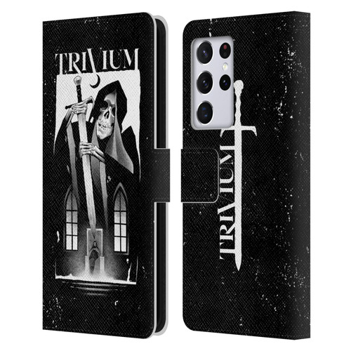 Trivium Graphics Skeleton Sword Leather Book Wallet Case Cover For Samsung Galaxy S21 Ultra 5G