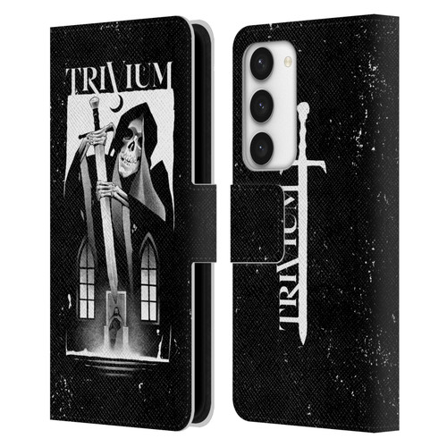 Trivium Graphics Skeleton Sword Leather Book Wallet Case Cover For Samsung Galaxy S23 5G