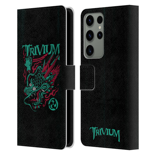 Trivium Graphics Screaming Dragon Leather Book Wallet Case Cover For Samsung Galaxy S23 Ultra 5G