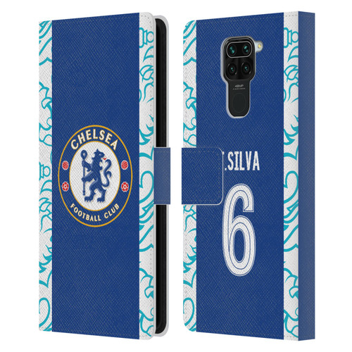 Chelsea Football Club 2022/23 Players Home Kit Thiago Silva Leather Book Wallet Case Cover For Xiaomi Redmi Note 9 / Redmi 10X 4G